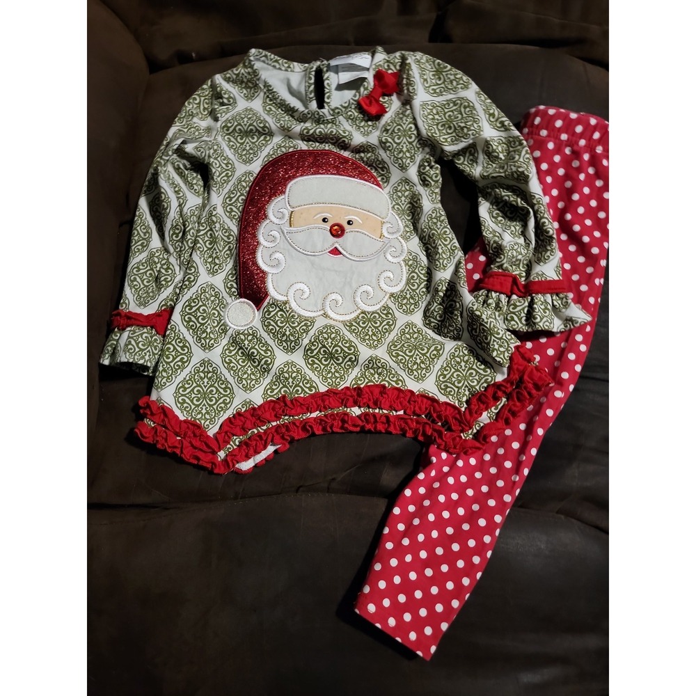 Emily‎ rose Christmas holiday santa top and leggings size 4 outfit
